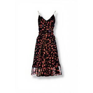 Diane von Furstenberg Silk Beaded Midi Dress – Size 8 – Black Multicolor